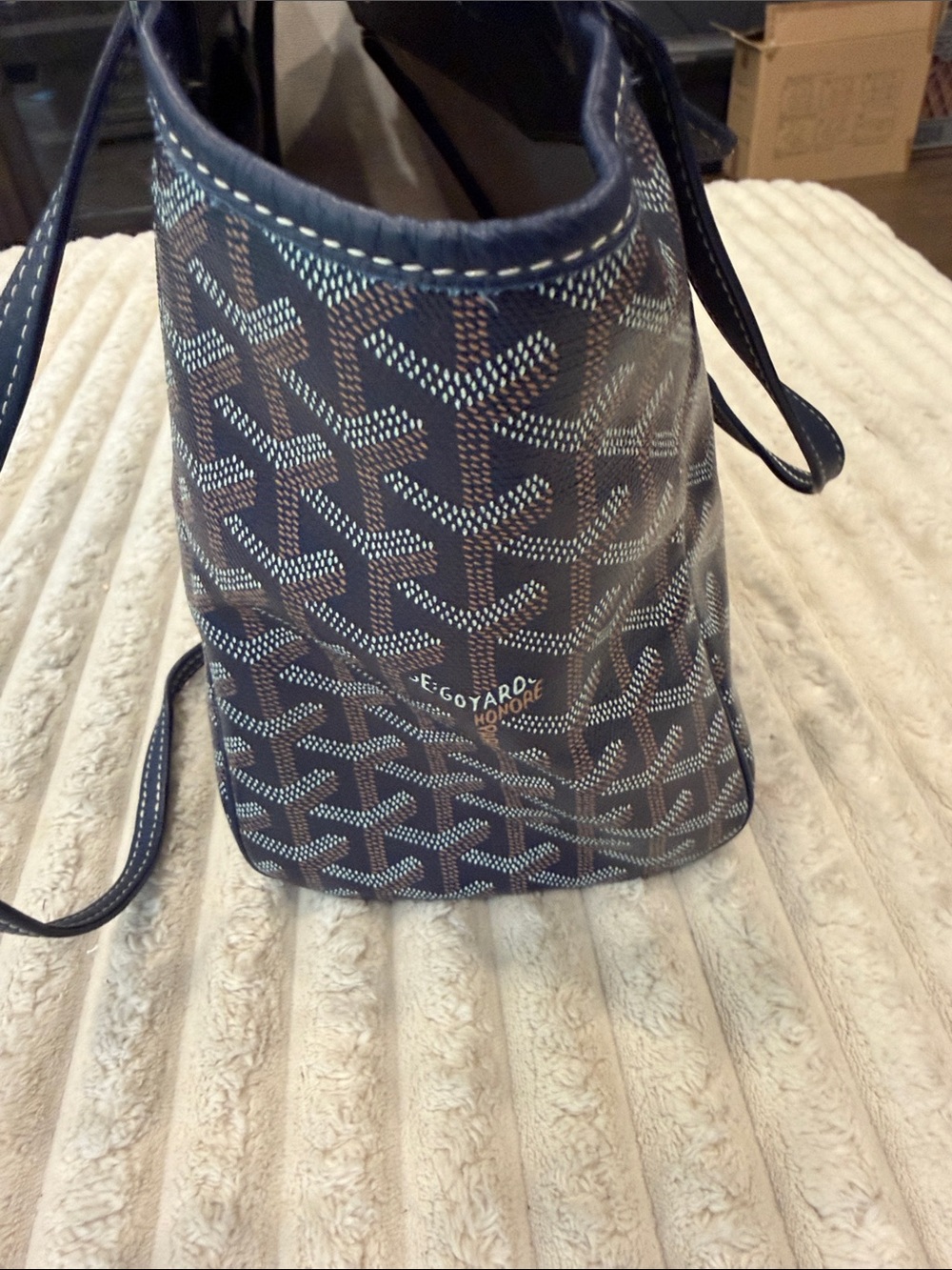 Goyard Navy Blue Coated Canvas Shoulder Tote - Picture 4 of 8